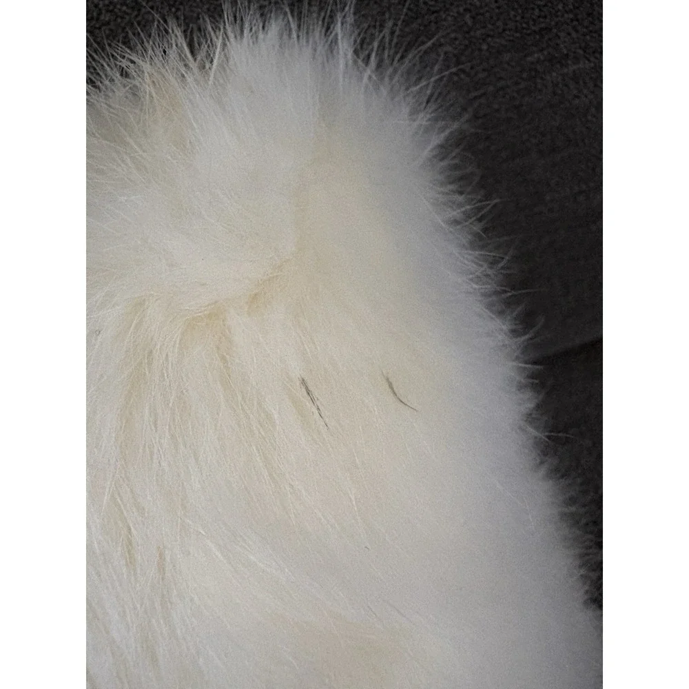 Vintage Fur Hand Muff ~ Real White Rabbit‎ Fur ~ 9 Inch Soft Warmer with Handle